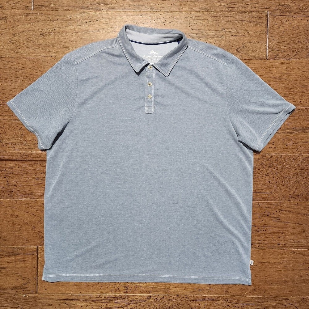 Tommy Bahama Polo Shirt Mens Xxl Gray Tencel Vacation Beach Relax